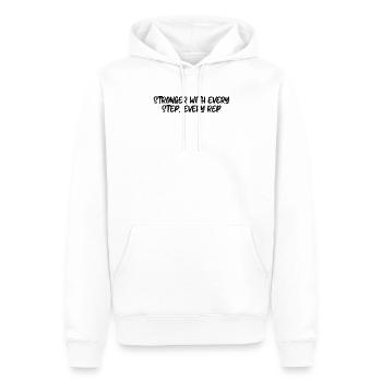 Fitness - Stronger with every step, every rep - Männer Premium Bio Hoodie - Weiß - Vorne - Nico (187cm)