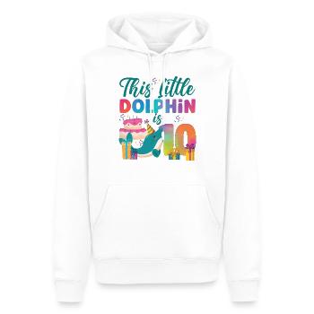 Dolphin 10th Birthday Watercolor - Männer Premium Bio Hoodie - Weiß - Vorne - Nico (187cm)