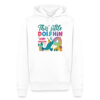 Dolphin 9th Birthday Watercolor - Männer Premium Bio Hoodie - Weiß - Vorne - Nico (187cm)