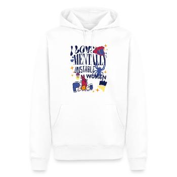 J’aime les femmes mentalement instables Dessin animé mème ironique - Sweat à capuche Premium bio Homme - blanc - Devant - Nico (187cm)