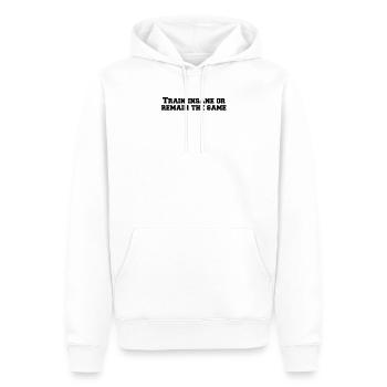 Fitness - Train insane or remain the same - Männer Premium Bio Hoodie - Weiß - Vorne - Nico (187cm)