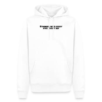 Fitness - Stronger with every step, every rep - Männer Premium Bio Hoodie - Weiß - Vorne - Nico (187cm)