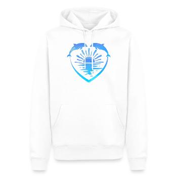 Coucher de soleil coeur de dauphin - Sweat à capuche Premium bio Homme - blanc - Devant - Nico (187cm)