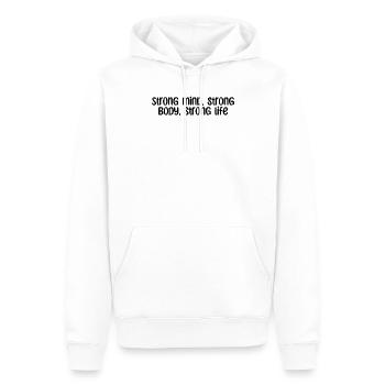 Fitness - Strong mind, strong body, strong life - Männer Premium Bio Hoodie - Weiß - Vorne - Nico (187cm)