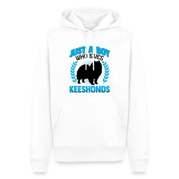 Junge der Wolfsspitz liebt Deutscher Spitz - Männer Premium Bio Hoodie - Weiß - Vorne - Nico (187cm)