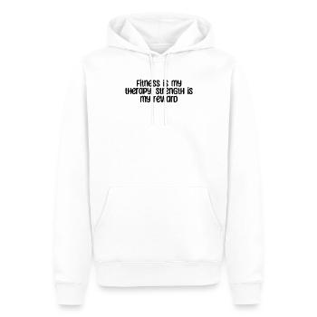 Fitness - Fitness is my therapy, strength is my - Männer Premium Bio Hoodie - Weiß - Vorne - Nico (187cm)