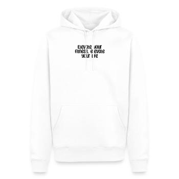 Fitness - Elevate your fitness, elevate your life - Männer Premium Bio Hoodie - Weiß - Vorne - Nico (187cm)