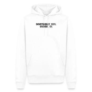 Fitness - Determination: 100%, excuses: 0% - Männer Premium Bio Hoodie - Weiß - Vorne - Nico (187cm)