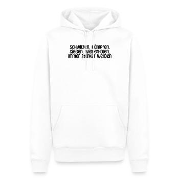 Fitness - Schwitzen, kämpfen, siegen, - Männer Premium Bio Hoodie - Weiß - Vorne - Nico (187cm)
