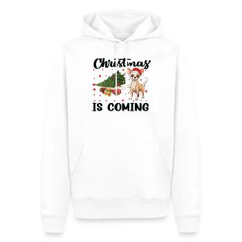 Noël arrive version chien - Sweat à capuche Premium bio Homme - blanc - Devant - Nico (187cm)
