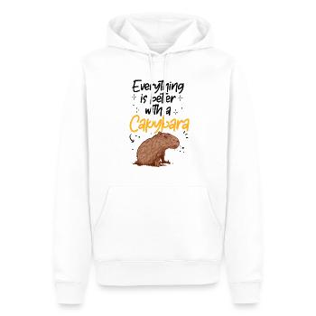 Tout est mieux avec capybara capybara - Sweat à capuche Premium bio Homme - blanc - Devant - Nico (187cm)