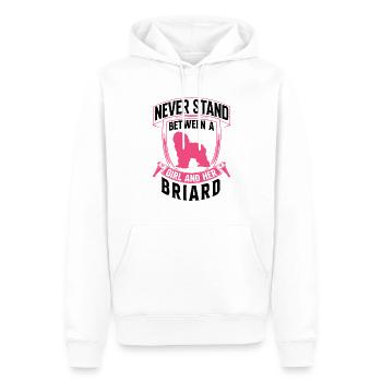 Fille et son Briard Berger de Brie - Sweat à capuche Premium bio Homme - blanc - Devant - Nico (187cm)