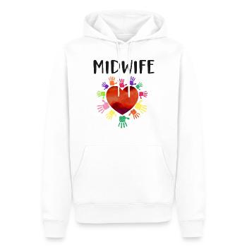 Infirmière Sage-femme Accoucheuse Coeur - Sweat à capuche Premium bio Homme - blanc - Devant - Nico (187cm)