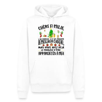 Noël Chère Famille Drôle Femmes Hommes - Sweat à capuche Premium bio Homme - blanc - Devant - Nico (187cm)