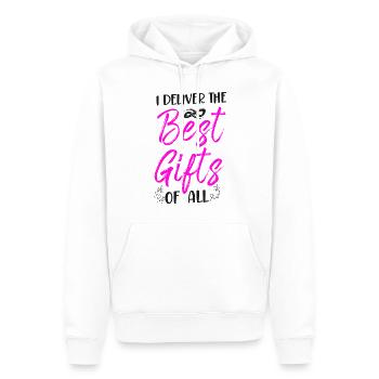 LD Infirmière du travail et de l’accouchement - Sweat à capuche Premium bio Homme - blanc - Devant - Nico (187cm)