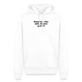 Wandern - Roam free, hike wild, discover yourself - Männer Premium Bio Hoodie - Weiß - Vorne - Nico (187cm)