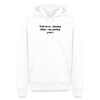 Randonnée - Amoureux des sentiers, à la poursuite des panoramas, à la conquête - Sweat à capuche Premium bio Homme - blanc - Devant - Nico (187cm)