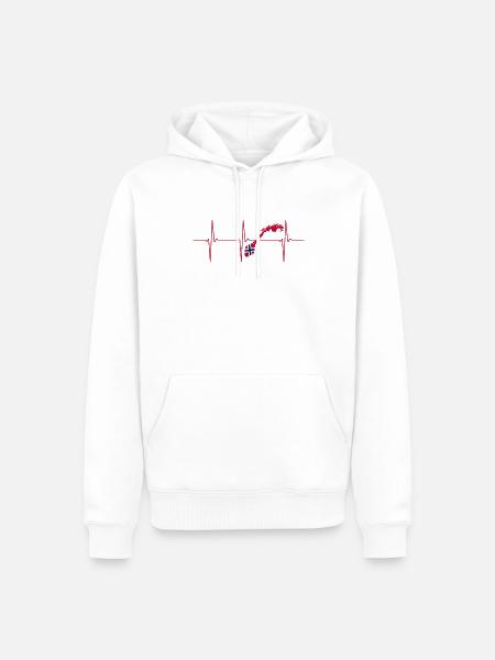 Norwegen EKG Herzschlag - Männer Premium Bio Hoodie - Weiß