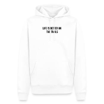 Randonnée - La vie est plus belle sur les sentiers - Sweat à capuche Premium bio Homme - blanc - Devant - Nico (187cm)