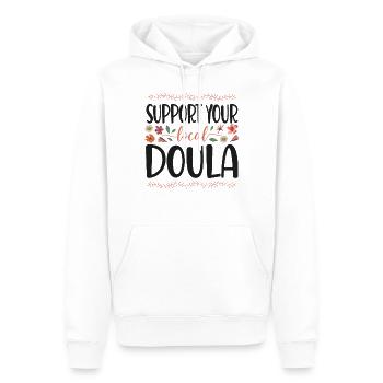 Doula Travailleuse à la naissance Soutien aux fleurs - Sweat à capuche Premium bio Homme - blanc - Devant - Nico (187cm)