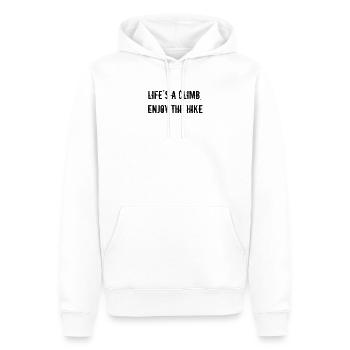 Randonnée - La vie est une montée, profitez de la randonnée - Sweat à capuche Premium bio Homme - blanc - Devant - Nico (187cm)