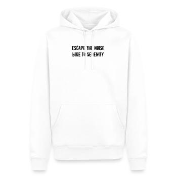 Wandern - Escape the noise, hike to serenity - Männer Premium Bio Hoodie - Weiß - Vorne - Nico (187cm)