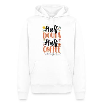 Doula Birth Worker Coffee Half - Men’s Premium Organic Hoodie - white - Front - Nico (187cm)