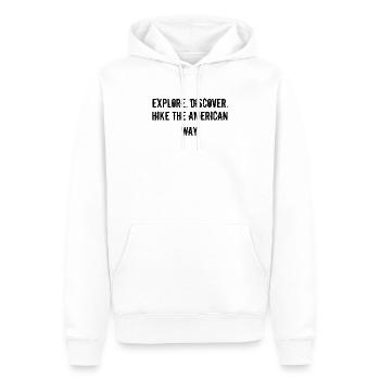 Wandern - Explore. Discover. Hike the American - Männer Premium Bio Hoodie - Weiß - Vorne - Nico (187cm)