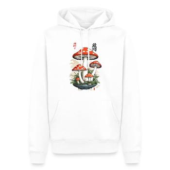 Vintage Japan Toadstool Mushroom Picker Art - Men’s Premium Organic Hoodie - white - Front - Nico (187cm)