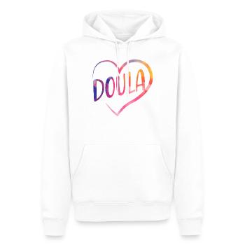 Doula Birth Worker Coeur - Sweat à capuche Premium bio Homme - blanc - Devant - Nico (187cm)