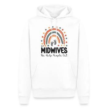 Nurse Midwife Birth Worker Pun - Men’s Premium Organic Hoodie - white - Front - Nico (187cm)