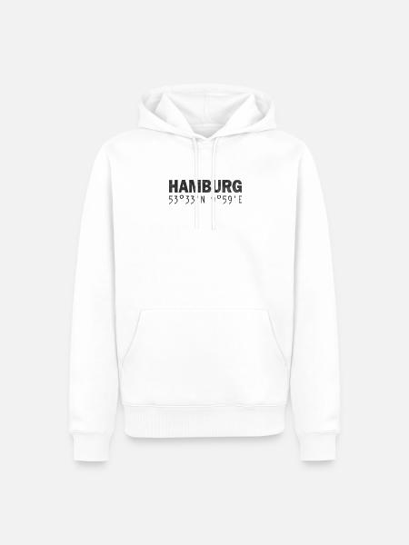 Hamburg Koordinaten GPS - Männer Premium Bio Hoodie - Weiß
