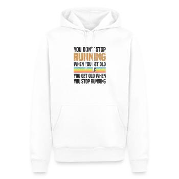 You don't stop running because you're getting old - Men’s Premium Organic Hoodie - white - Front - Nico (187cm)