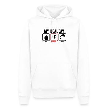 Mon skieur d’une journée parfait - Sweat à capuche Premium bio Homme - blanc - Devant - Nico (187cm)