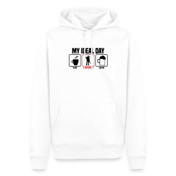 Ma journée parfaite de bûcheron Fabrication de bois - Sweat à capuche Premium bio Homme - blanc - Devant - Nico (187cm)