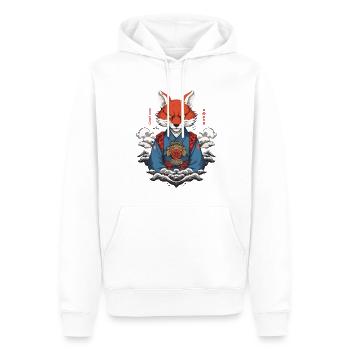 Kitsune Yokai Kimono Ukiyo-E Retro Japan Design - Sweat à capuche Premium bio Homme - blanc - Devant - Nico (187cm)