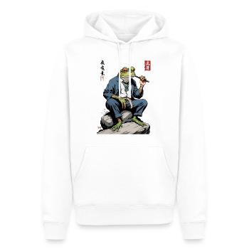 Elégante Yokai Frog Japan Streetwear - Sweat à capuche Premium bio Homme - blanc - Devant - Nico (187cm)