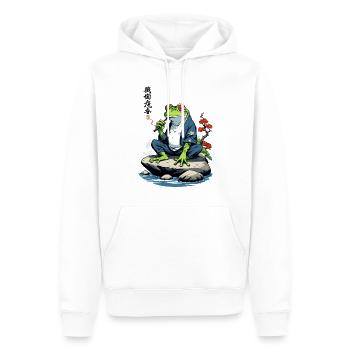 Yokai Grenouille Ukiyo-E Japon Design Rétro - Sweat à capuche Premium bio Homme - blanc - Devant - Nico (187cm)