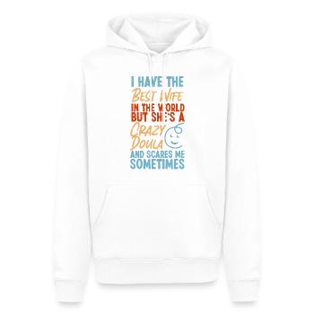 Doula Travailleuse à la naissance Femme Mari I - Sweat à capuche Premium bio Homme - blanc - Devant - Nico (187cm)