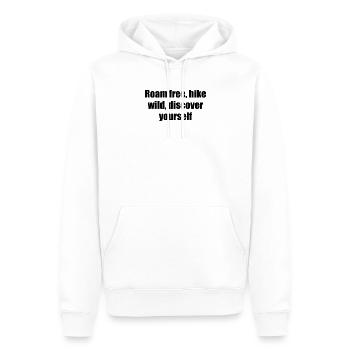 Wandern - Roam free, hike wild, discover yourself - Männer Premium Bio Hoodie - Weiß - Vorne - Nico (187cm)