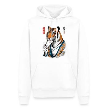 Ukiyo-E Tiger Geisha Anime Vintage Streetwear - Männer Premium Bio Hoodie - Weiß - Vorne - Nico (187cm)