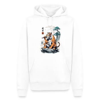 Ukiyo-E Style Yokai Tiger Retro Streetwear Art - Sweat à capuche Premium bio Homme - blanc - Devant - Nico (187cm)