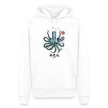 Conception d’affiche japonaise Octopus Ukiyo-E Kanji - Sweat à capuche Premium bio Homme - blanc - Devant - Nico (187cm)