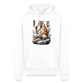 Ukiyo-E Tiger Arts Martiaux Japon Streetwear - Sweat à capuche Premium bio Homme - blanc - Devant - Nico (187cm)
