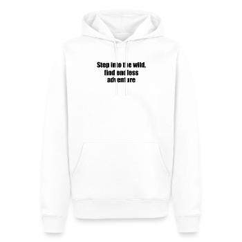 Wandern - Step into the wild, find endless - Männer Premium Bio Hoodie - Weiß - Vorne - Nico (187cm)