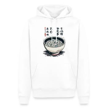 Yokai Ramen Ukiyo-E Horreur Kanji Design - Sweat à capuche Premium bio Homme - blanc - Devant - Nico (187cm)