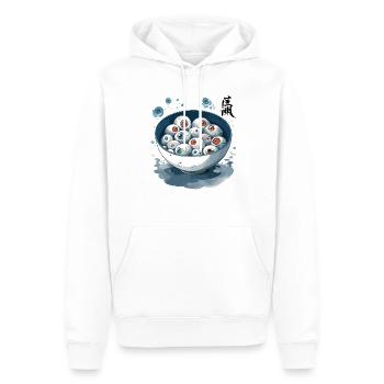 Globe oculaire Ramen Ukiyo-E Occulte Japon Art - Sweat à capuche Premium bio Homme - blanc - Devant - Nico (187cm)