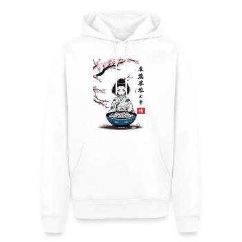 Yokai Cherry Blossom Ukiyo-E Halloween Design - Men’s Premium Organic Hoodie - white - Front - Nico (187cm)