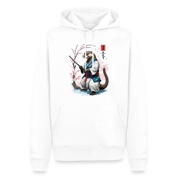 Lustigers Japon Vintage samouraï loutre Anime Design - Sweat à capuche Premium bio Homme - blanc - Devant - Nico (187cm)