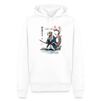 Cute Samurai Otter Cherry Blossom Ukiyo-E Design - Men’s Premium Organic Hoodie - white - Front - Nico (187cm)